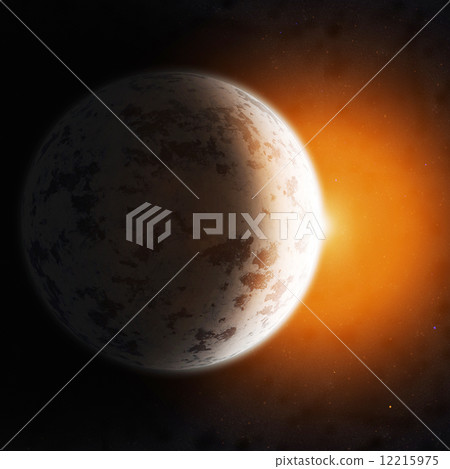 Realistic blue planet against the starry sky. 12215975