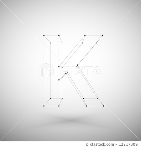 Three dimensional mesh stylish alphabet letter sign isolated on white background, single color clear 12217309