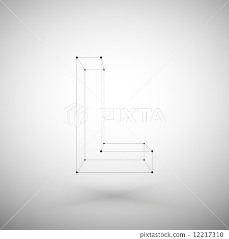 Three dimensional mesh stylish alphabet letter sign isolated on white background, single color clear 12217310