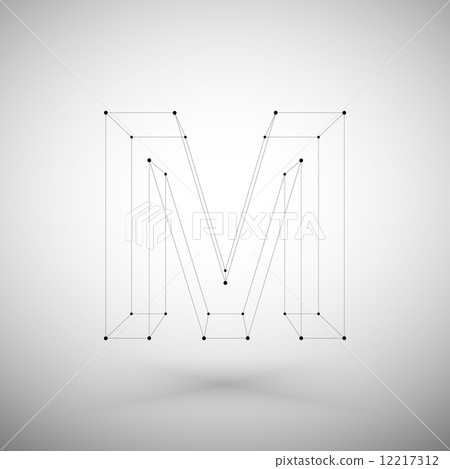 Three dimensional mesh stylish alphabet letter sign isolated on white background, single color clear 12217312
