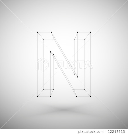 Three dimensional mesh stylish alphabet letter sign isolated on white background, single color clear 12217313
