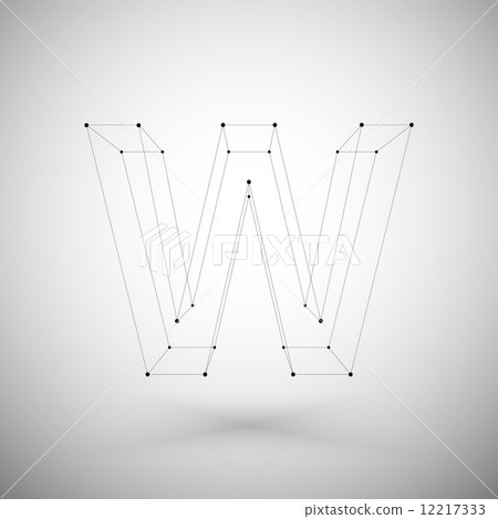 Three dimensional mesh stylish alphabet letter sign isolated on white background, single color clear Three dimensional mesh stylish alphabet letter sign isolated on white background, single color clear 12217333