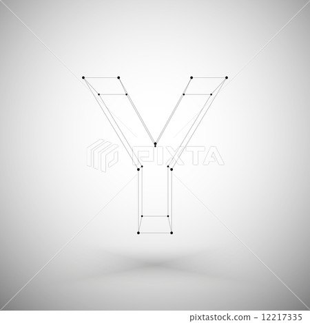 Three dimensional mesh stylish alphabet letter sign isolated on white background, single color clear Three dimensional mesh stylish alphabet letter sign isolated on white background, single color clear 12217335