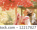 Autumnal leaves and kimono women 12217827