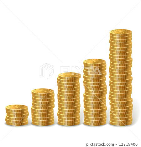 Raising stacks of golden coins Raising stacks of golden coins 12219406