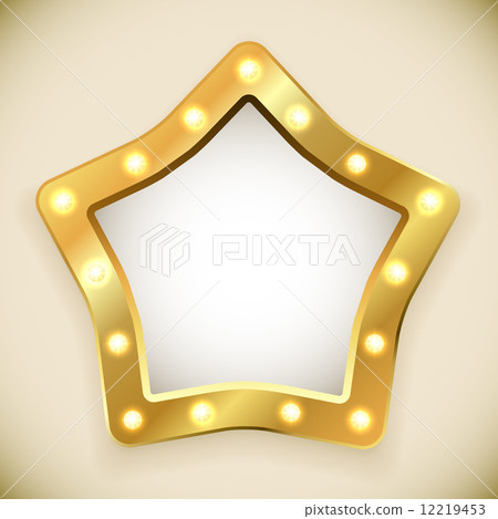 Blank golden star frame with light bulbs vector illustration. Blank golden star frame with light bulbs vector illustration. 12219453