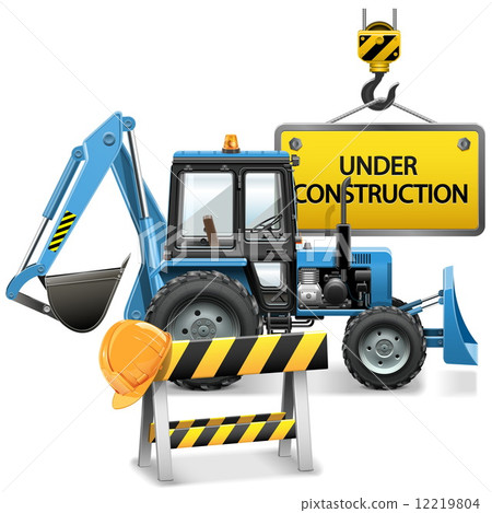 Vector Under Construction Concept with Tractor - Stock Illustration ...