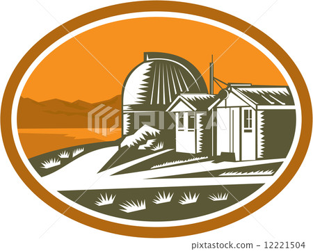 Mt John University Observatory Retro Stock Illustration