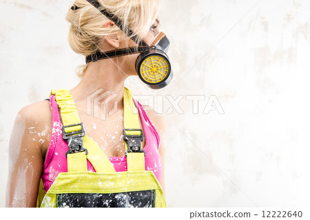 Female in respirator Female in respirator 12222640