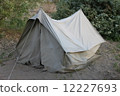 A old USSR tent on a picnic in a forest on a sand with grass 12227693