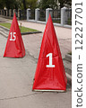 Big red chips for sporting events represent the edges of the tracks and fields 12227701