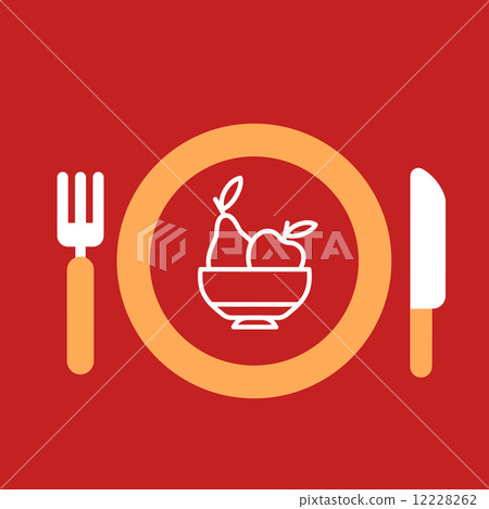 plate with knife and fork with a plate of fruit. plate with knife and fork with a plate of fruit. 12228262