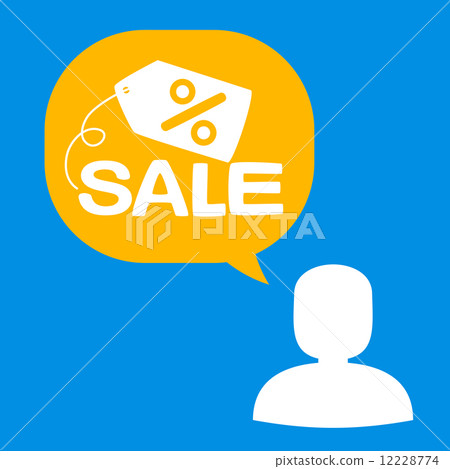 silhouette of a man and a bubble with a sale silhouette of a man and a bubble with a sale 12228774