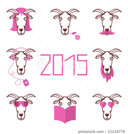 vector illustration about the new year 2015 set heads of goat wi vector illustration about the new year 2015 set heads of goat wi 12228778