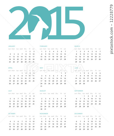 Vector illustration of Calendar for 2015 with a blue heading on 12228779