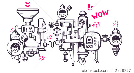 Vector industrial illustration background of the operating mecha Vector industrial illustration background of the operating mecha 12228797
