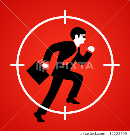 Vector illustration of a businessman runs at gunpoint Vector illustration of a businessman runs at gunpoint 12228799
