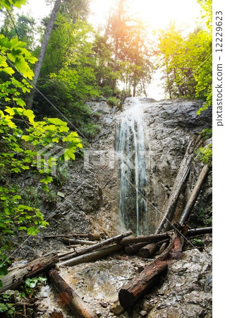 Waterfall in a forest in Slovak Paradise, Slovakia 12229623