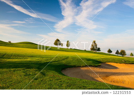 Misty morning on a empty golf course 12231553