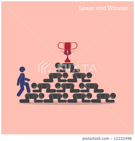 Winner walk over stairs of loser concept. Competition concept 12232496