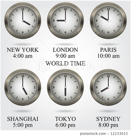 Set of colorful clock icon,world time concept. Set of colorful clock icon,world time concept. 12233015