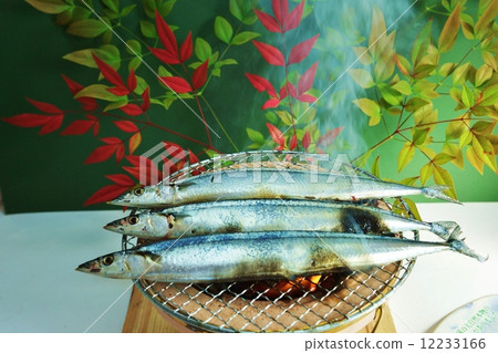 Autumn taste · grilled fish in grilled stove · salt grill · horizontal position 12233166