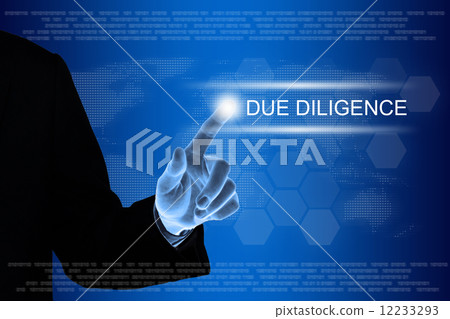 business hand clicking due diligence button on touch screen 12233293