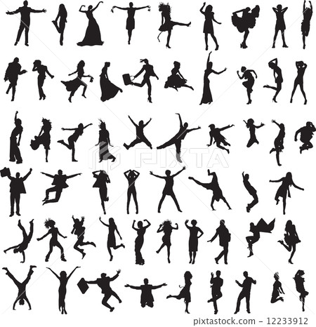 set of silhouettes of happy people set of silhouettes of happy people 12233912