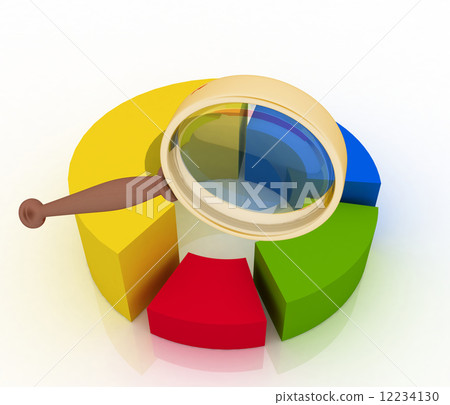 Magnifier enlarges the circular chart - Stock Illustration [12234130 ...
