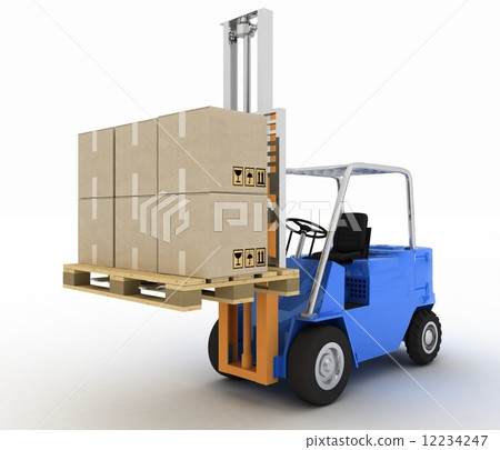 Loader with cargo on a white background Loader with cargo on a white background 12234247