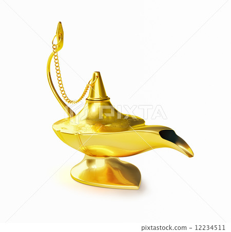 Golden Aladdin magic genie lamp isolated Golden Aladdin magic genie lamp isolated 12234511