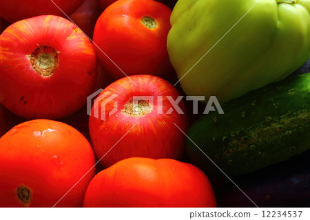 vegetables of tomato, cucumber, pepper vegetables of tomato, cucumber, pepper 12234537
