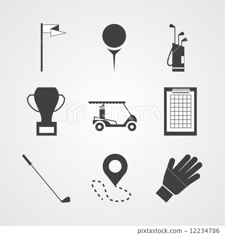 Black vector icons for golf Black vector icons for golf 12234786