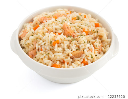 bowl full of rice on white 12237620