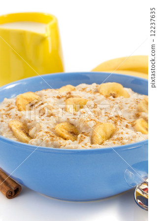 bowl of oatmeal on white bowl of oatmeal on white 12237635