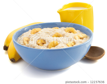 bowl of oatmeal on white bowl of oatmeal on white 12237636