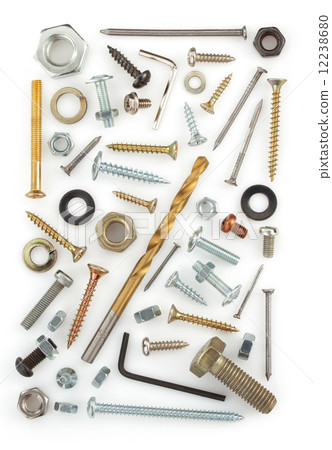 hardware tools on white 12238680