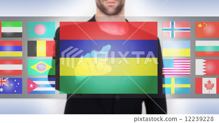 Hand pushing on a touch screen interface 12239228