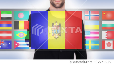 Hand pushing on a touch screen interface 12239229