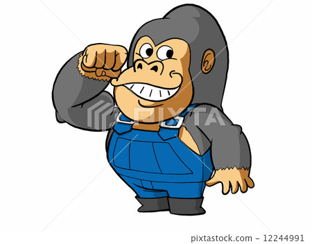 茶眼睛大猩猩擺在與灰色陰影 茶眼睛大猩猩擺在與灰色陰影 12244991