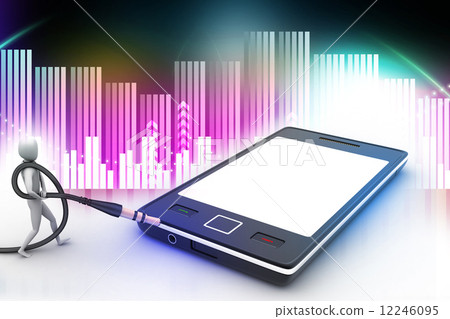 3d graphic with stylish man icon on a smart phone 12246095