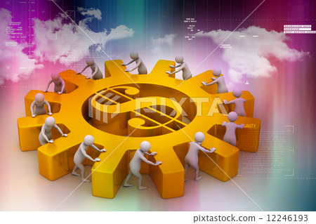 3d people push the dollar wheel 12246193