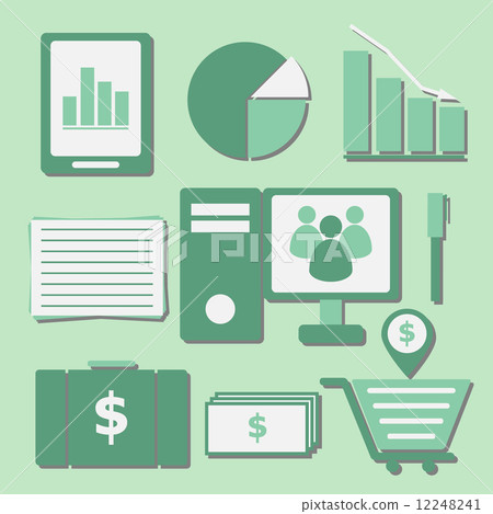 Set of internet investor at home color icons Set of internet investor at home color icons 12248241