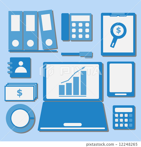 Internet investor at home office color icons Internet investor at home office color icons 12248265