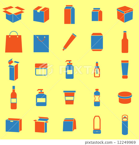 Packaging color icons on yellow background 12249969