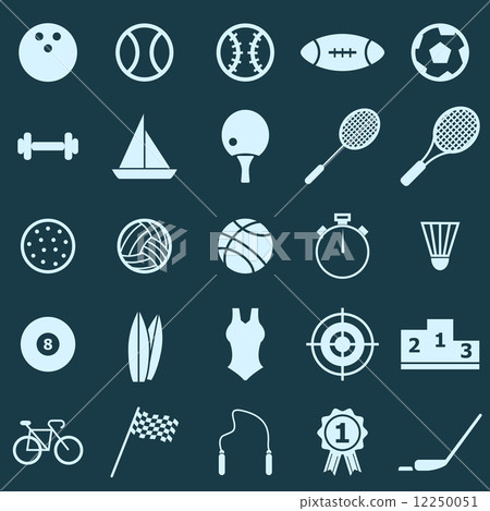 Sport color icons on blue background Sport color icons on blue background 12250051