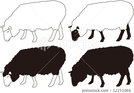 Sheep sideways outline set 12251068