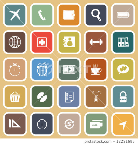 Stock Illustration: Application flat icons on orange background. Set 2