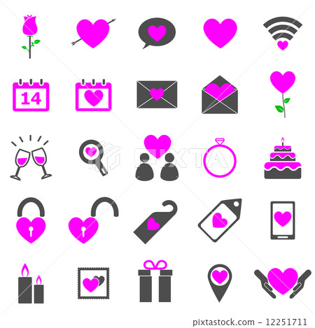Valentine's day color icons on white background 12251711