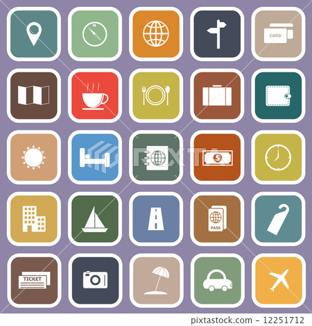 Travel flat icons on violet background Travel flat icons on violet background 12251712